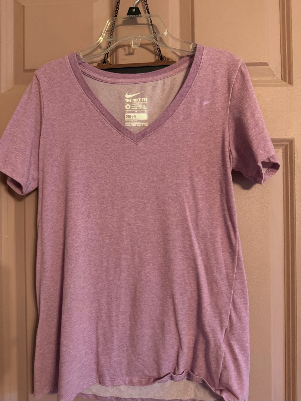 Nike Lavender V-Neck Dri-FIT Short Sleeve Tee